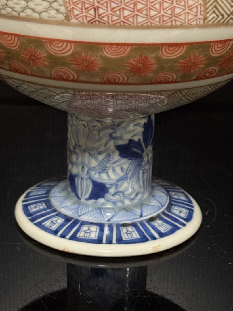 極上 幕末〜明治期 古伊万里 細密染錦金蘭彩色捻紋 盃洗 鉢