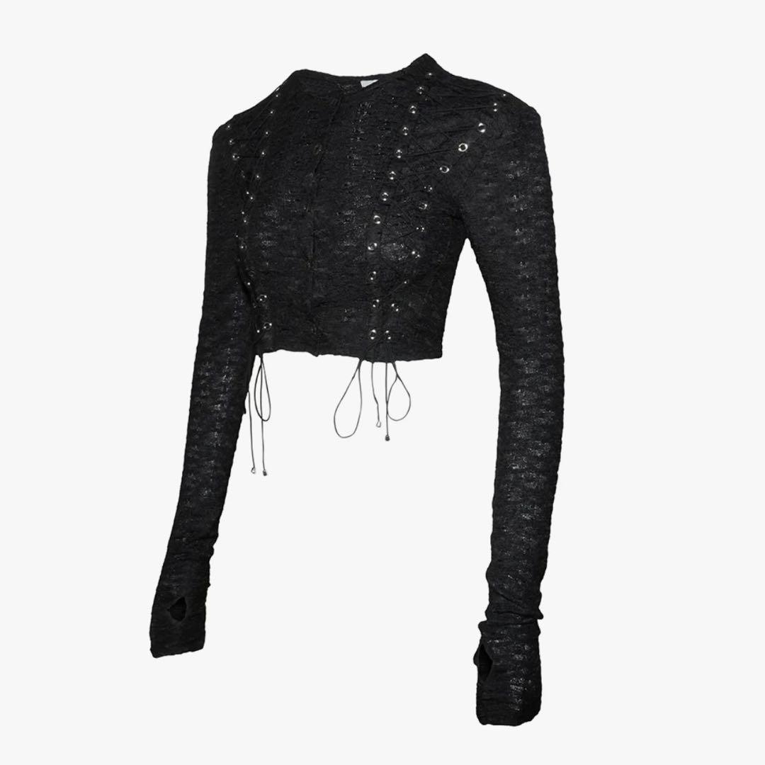 theredthread S lace up cardigan カーディガン 黒