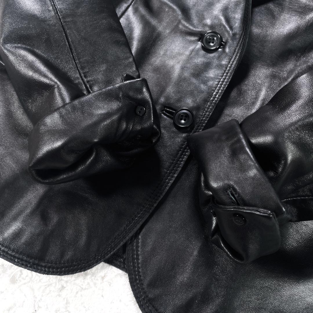 ✨未使用級✨ BALMAIN 羊革 レザージャケット 13号 上品 高級感 黒