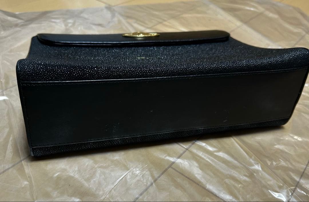 希少　ガルーシャ　エイ革　スクラッチ　ハンドバッグ　ゴールドロゴ