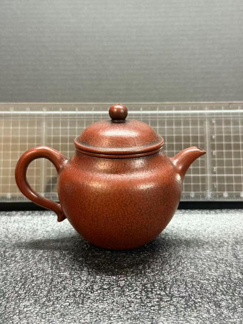 【孟臣 底款 刻漢詩 日色冷青松】紫砂壷 朱泥 段泥 煎茶道具 急須 単孔口