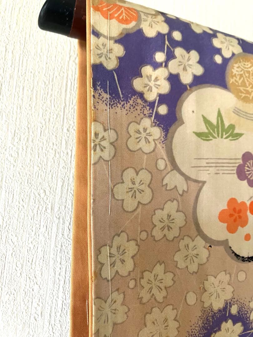 【美品・レア柄！】梅に桜・紅葉に千鳥まで、大人可愛く大正ロマン☆アンティーク着物