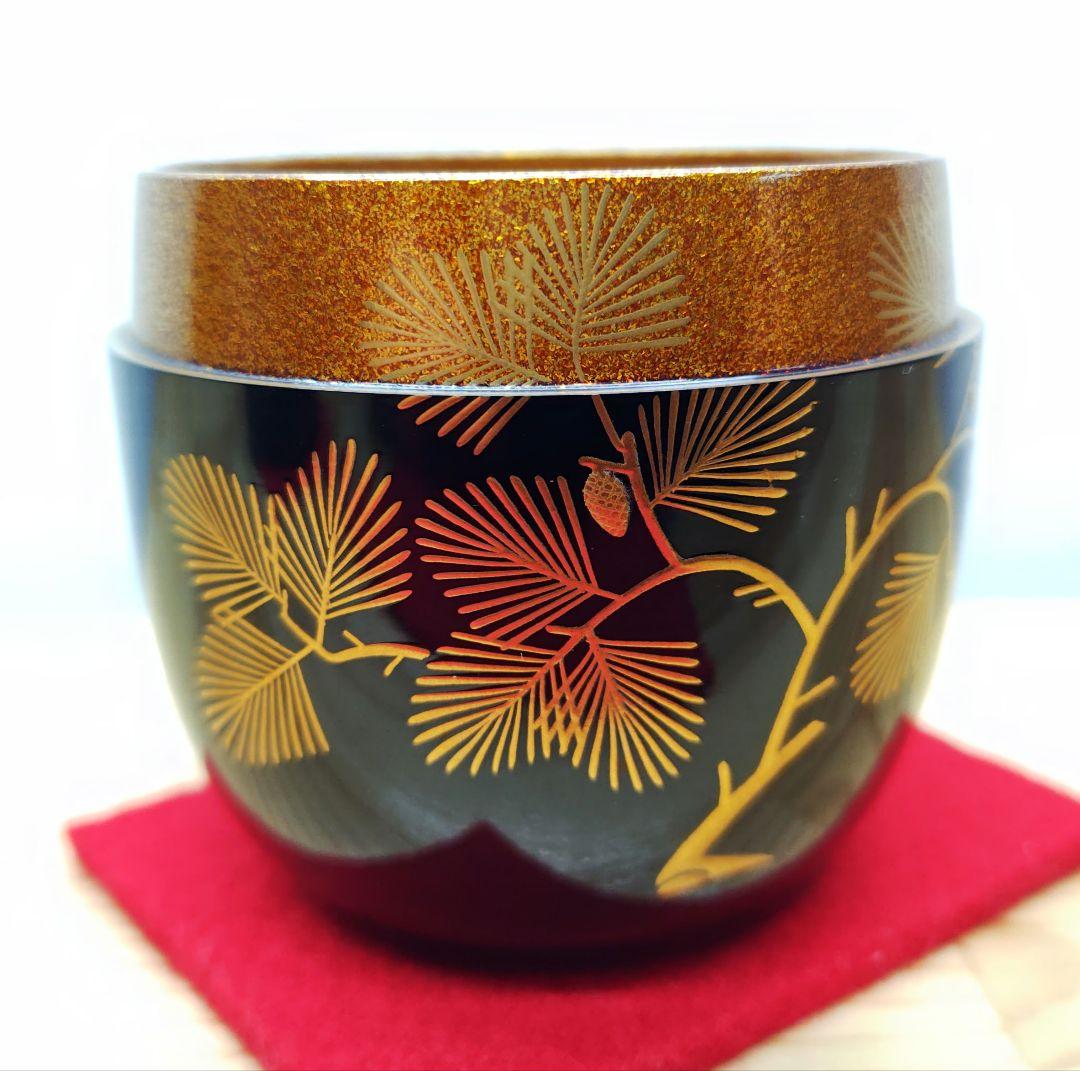 送料込【逢絢亭】茶道具 大棗 山中塗 内梨地 松に柳蒔絵 木製 岡澤起幸 共箱