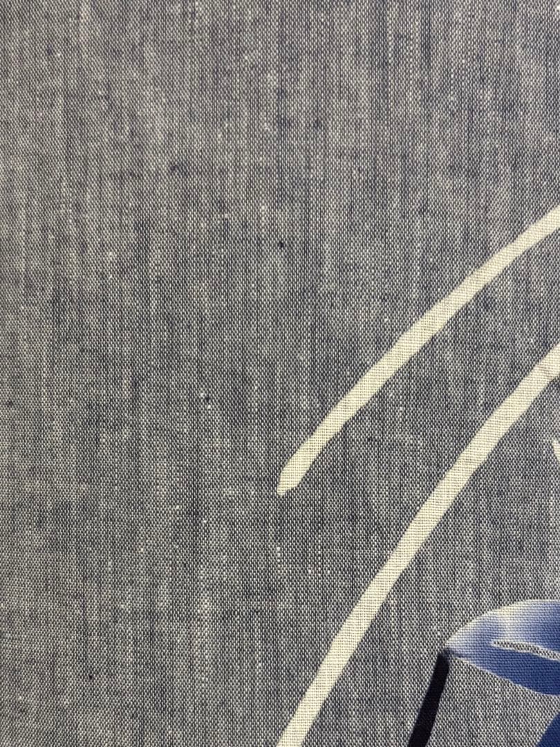 青みグレー地　紅葉と松葉文様 綿紬　大人の高級浴衣　竺仙調 ゆったりサイズ