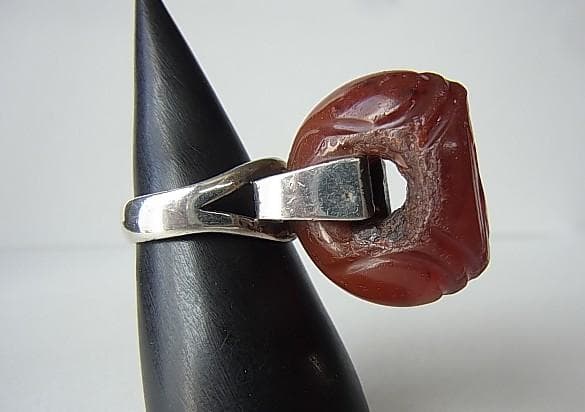 ★Q2402★13号 シルバー銀リング (A56) 古代　瑪瑙　印章　指輪