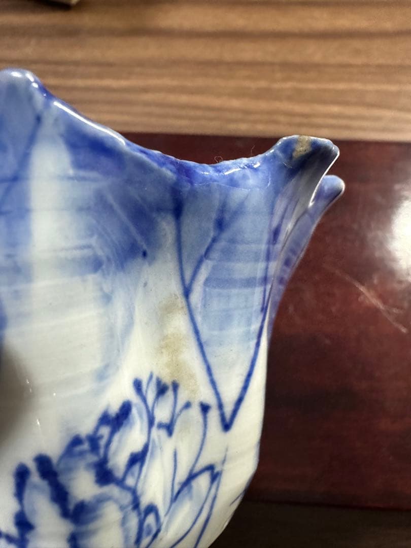 宮田亀寿造　蓮の葉文　青華建水　鉢