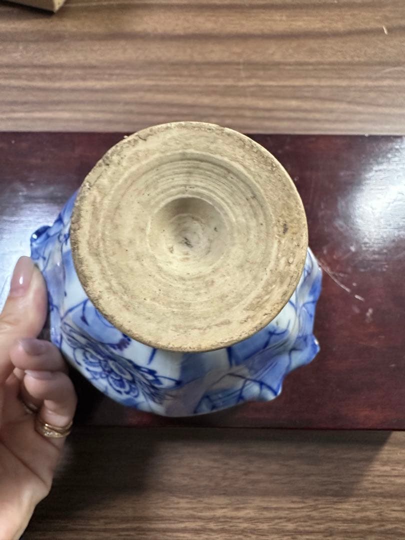 宮田亀寿造　蓮の葉文　青華建水　鉢