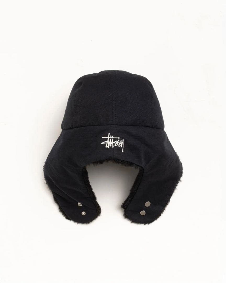 即完売品・Stussy ブラック フライトキャップ　L/XL