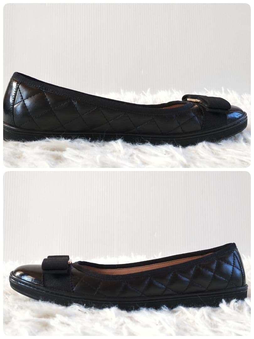 美品◎ フェラガモ ルフィナ 5.5 フラット ヴァラ キルティング 黒