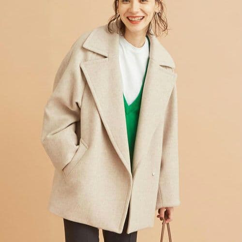 美品☆ビューティー&ユース MANTECO メルトンメランジミドルコート　M