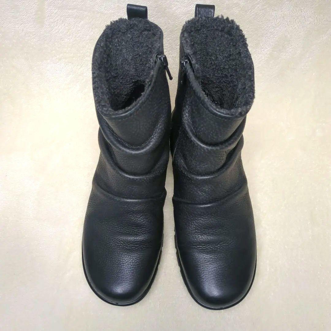 エコー【美品】BABETT BOOT　撥水　レザー　サイドジップ　フラットブーツ