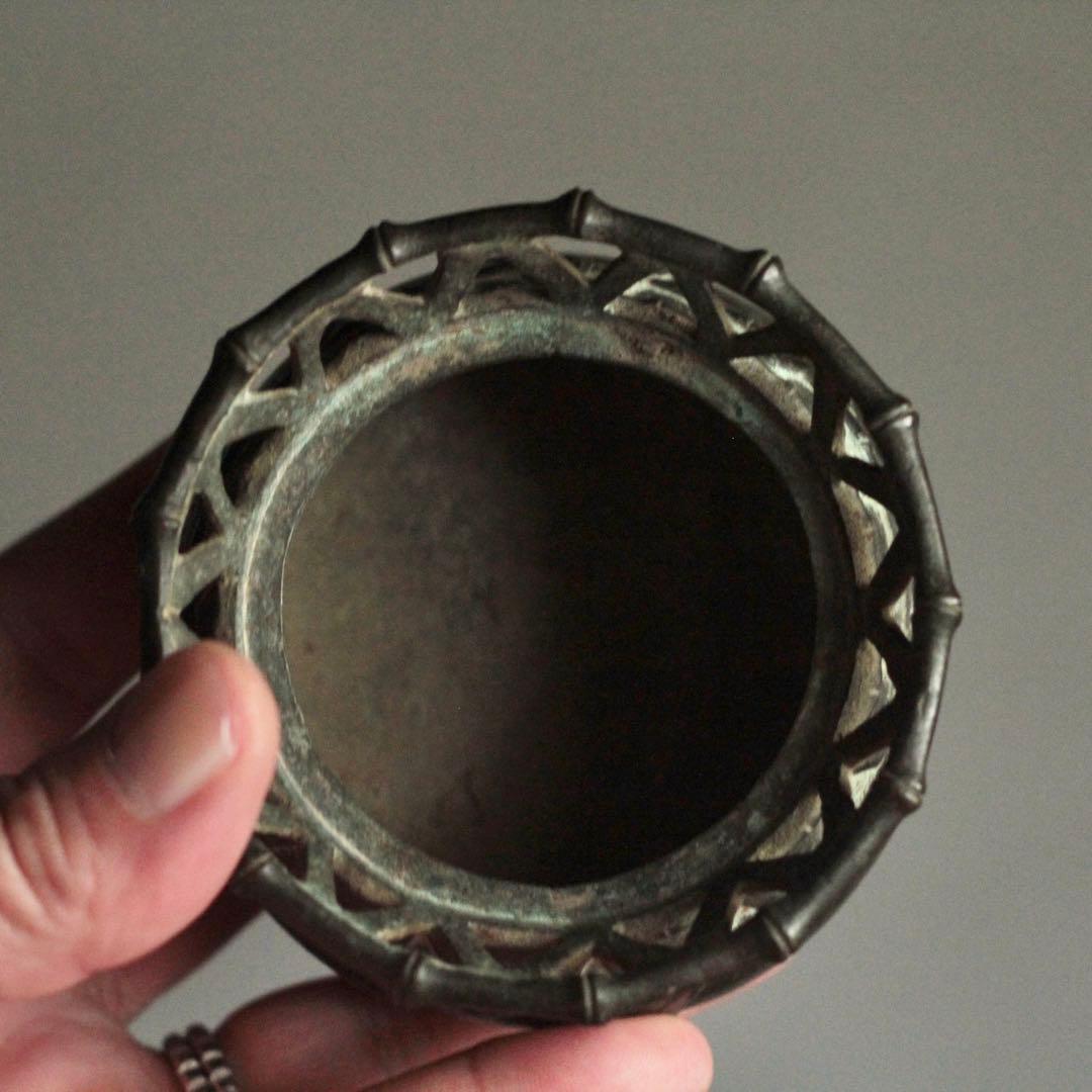 緑青のある 古銅 三足 香炉 古美術 古道具 アンティーク