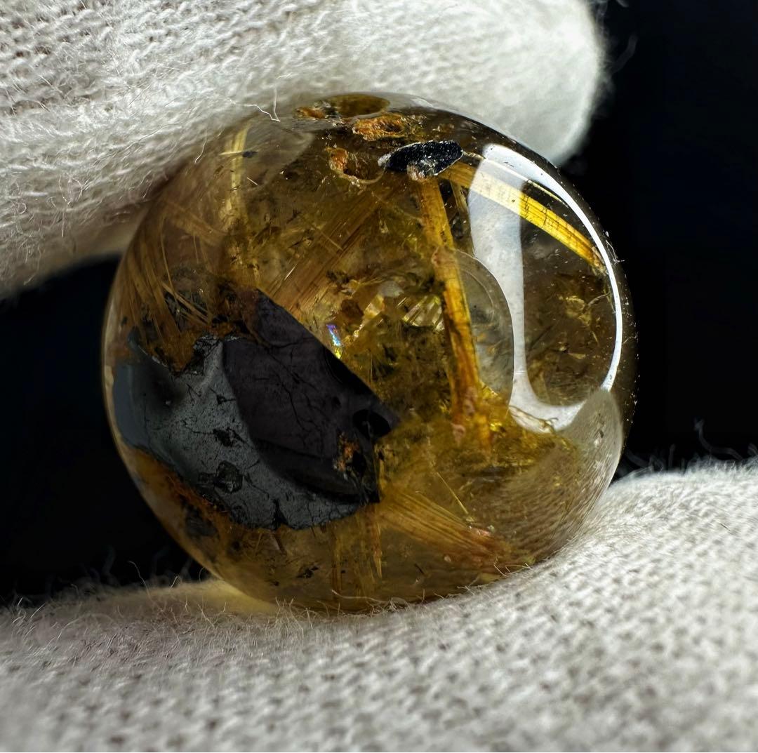 【財運・金運・事業運up❗️】レインボー☆タイチンルチル 丸玉 スフィアA1037