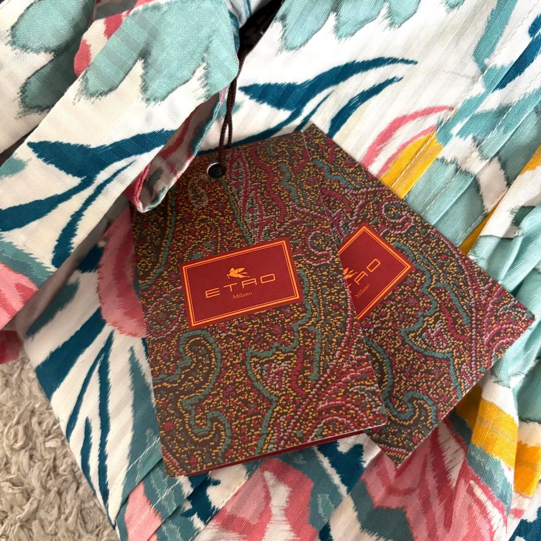 【タグ付✨】エトロ　チュニック　シャツ　ボウタイ　リボン　総柄　ワンピース　XL