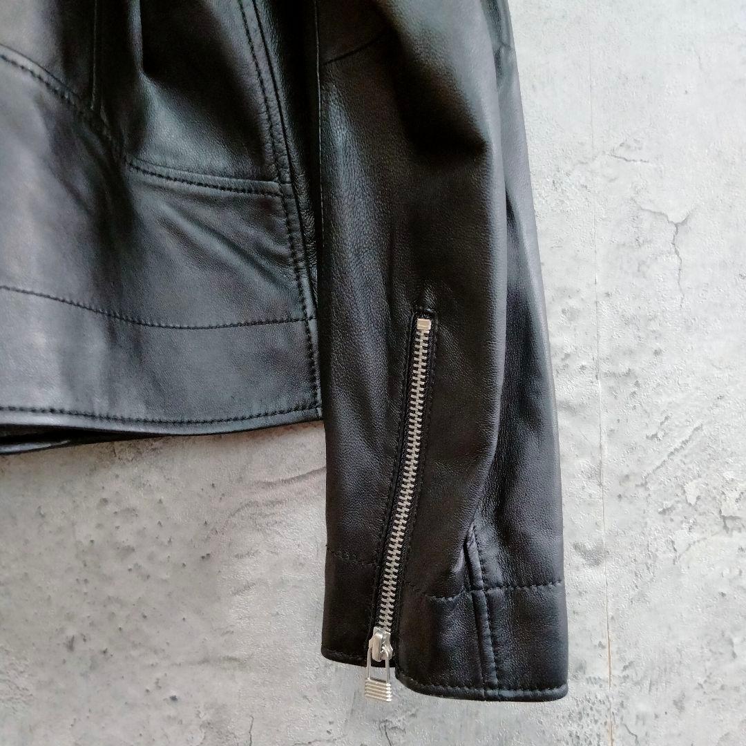 美品　アテニア　ラムレザー　ライダース　シングル　革ジャン　ブラック 9号　M