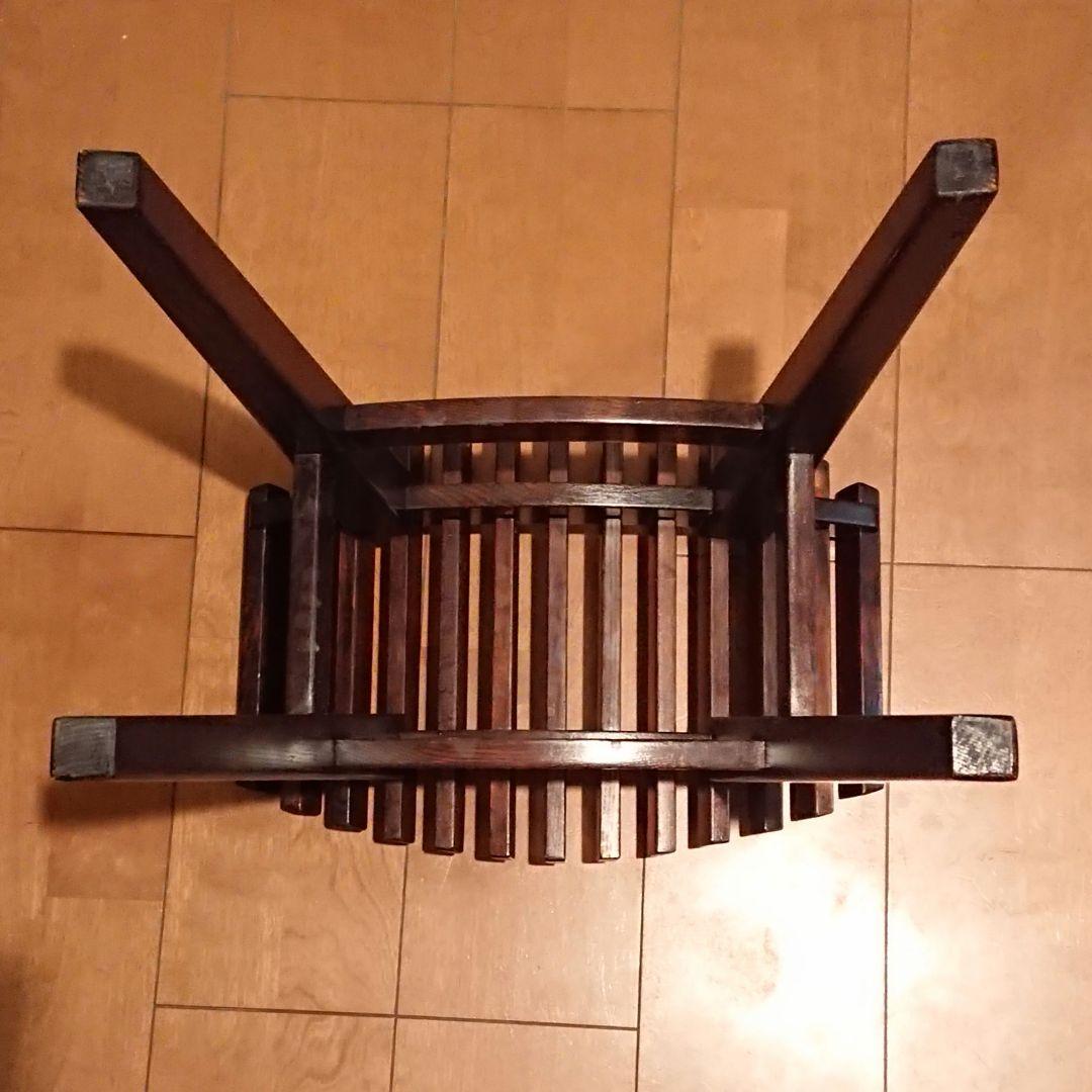 楡無垢材 格子スツール 黒 和モダン アンティーク 椅子 腰掛け 飾り台 天然木