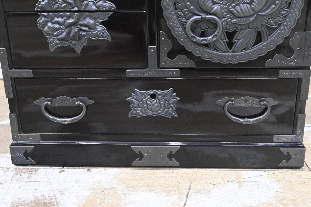 NH19 超美品 最高級 欅産業 仙台箪笥 宮城県推奨品 漆塗り小引出 船箪笥