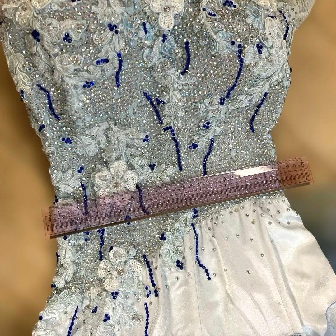 社交ダンス スタンダードドレス 水色 Sサイズ 着丈約114 サピエル