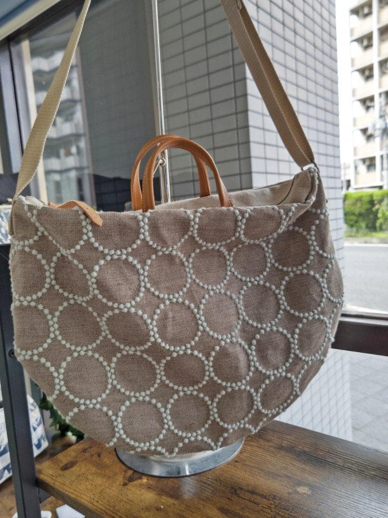 【相談用】ミナペルホネン/タンバリンネイビー×白/ラウンドショルダーLサイズ