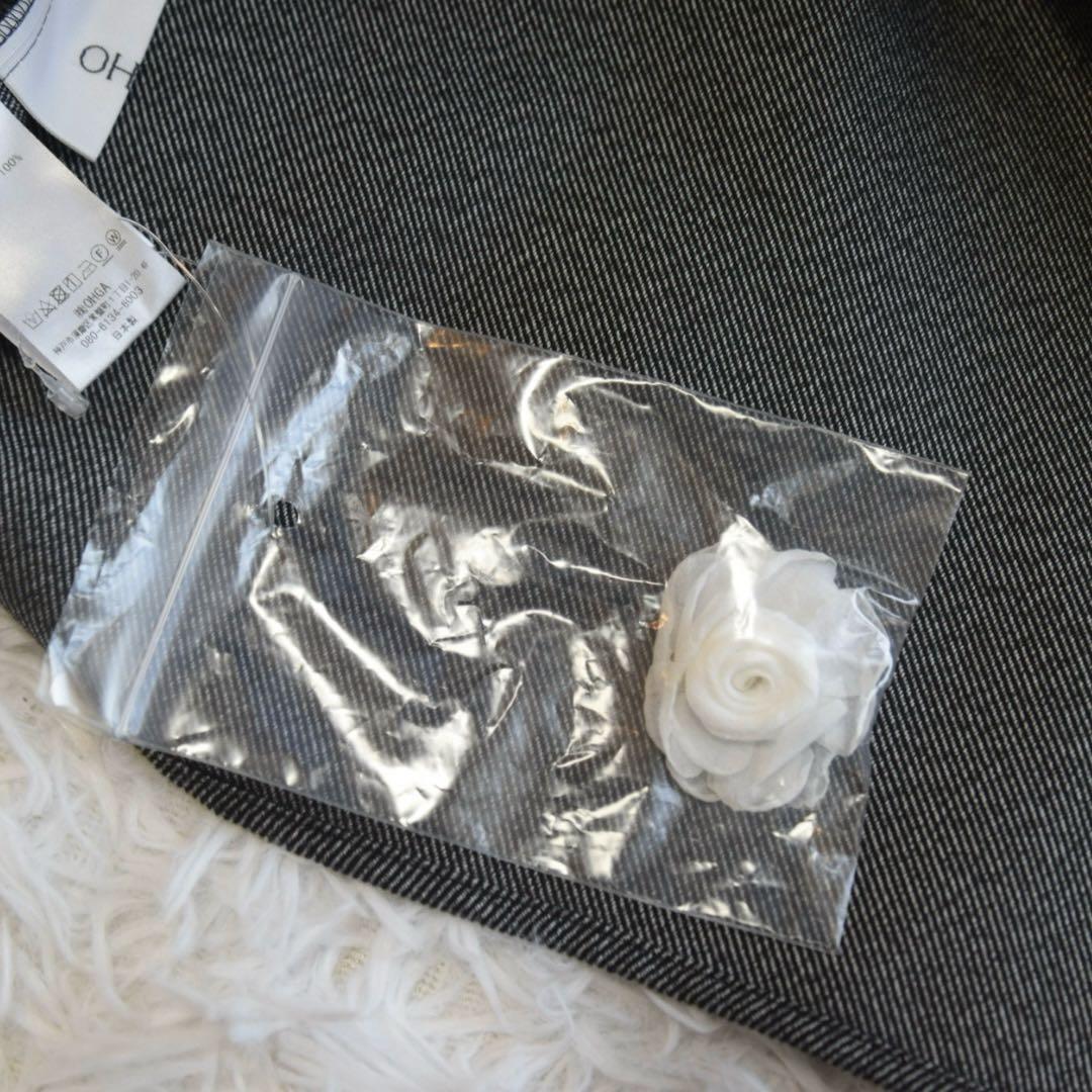 極美品 OHGA 2024AW TWEED BLOUSE コサージュ付 ツイード