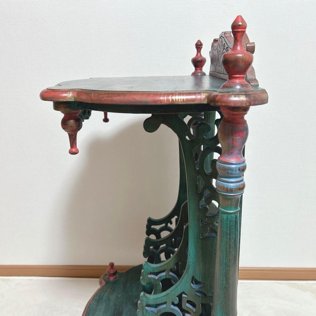 希少 英国 19世紀 彩飾ラック付 サイドテーブル 彫刻 19世紀〜1950s