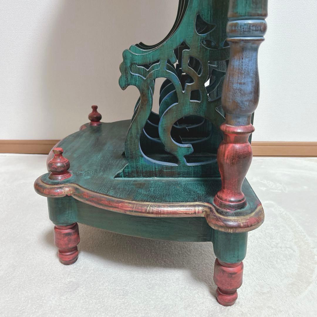 希少 英国 19世紀 彩飾ラック付 サイドテーブル 彫刻 19世紀〜1950s