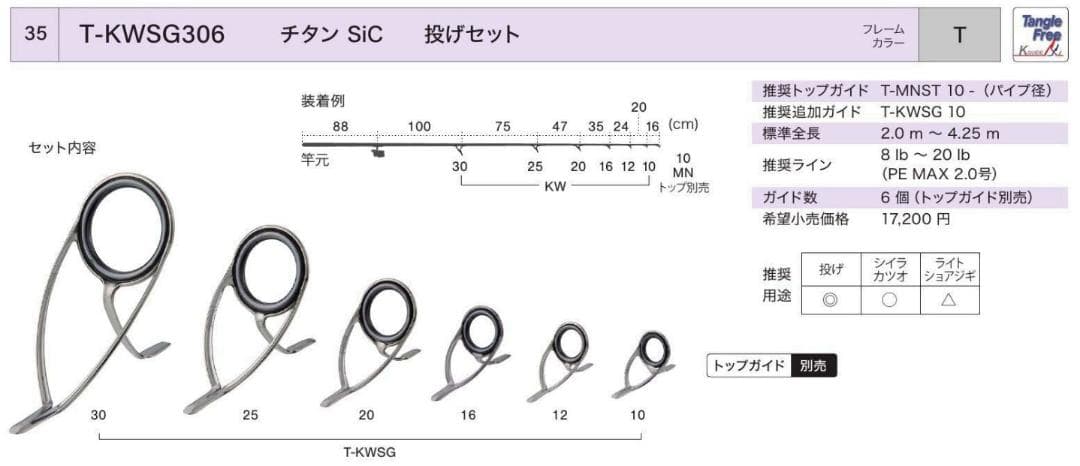 T-KWSG306 チタン SIC 投げガイドセット FUJI