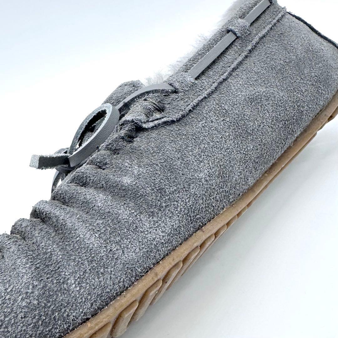 未使用タグ付✨EMU Australia モカシン スエード ボア 灰 24cm