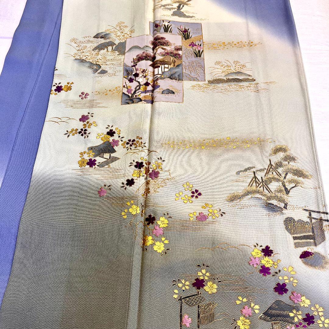 訪問着4点セット　正絹　たたき　相良刺繍　京友禅