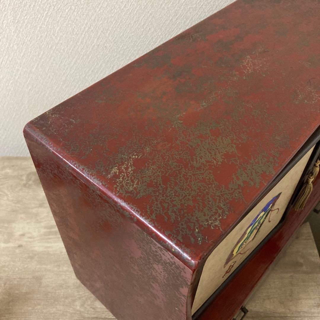 大正〜昭和初期　時代箪笥　小箪笥　アンティーク〈検 漆塗り　蒔絵　茶箪笥　飾り棚