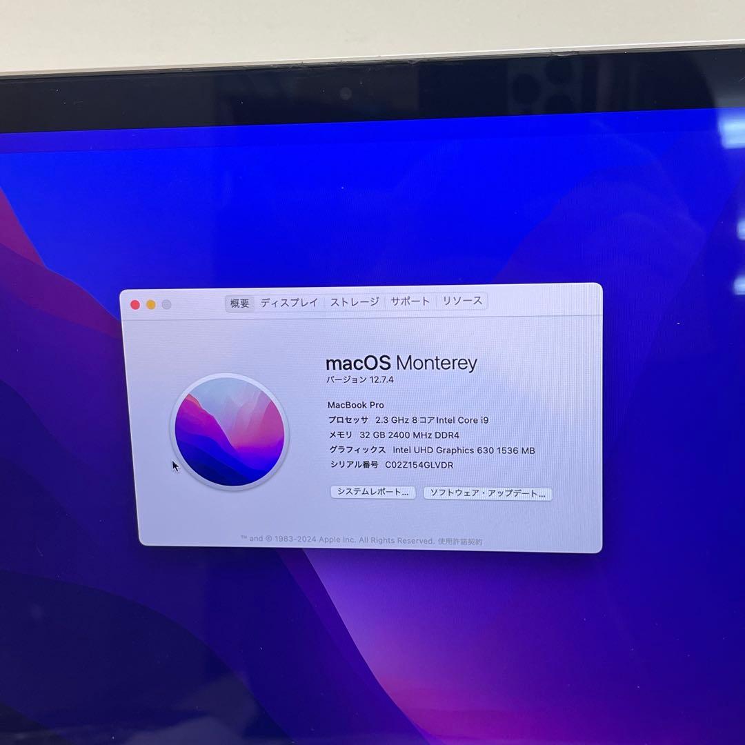 MacBook本体 Macbook Pro 2019 15inch i9 32GB SSD1TB