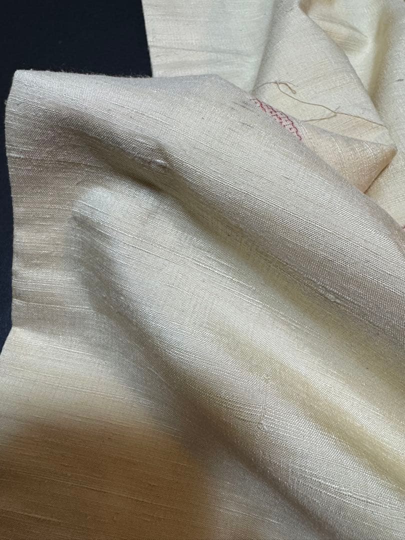 【銘品新品】西陣織染匠「美吉」小千谷紬 玉糸手引き真綿 生なり糸「亀甲絣橫段裂織