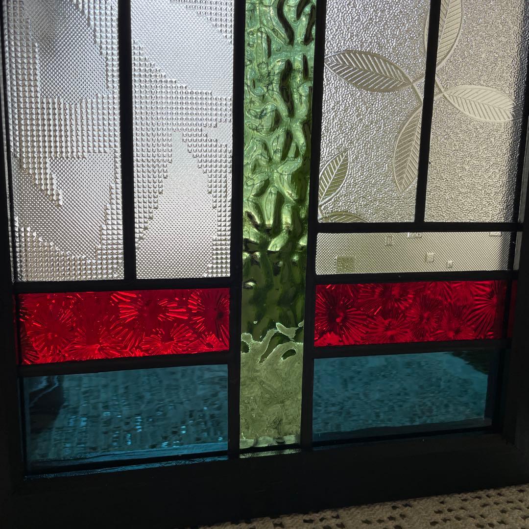 ステンドグラス　パネル　昭和レトロ　和モダン　　ガラス引き戸