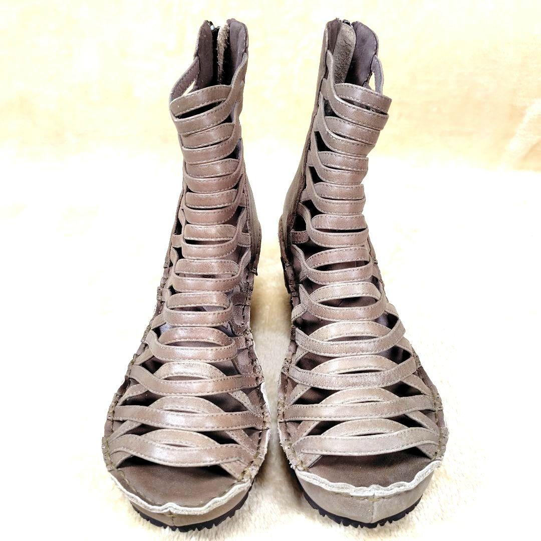 ヒナデイグリーン ブーティサンダル グラディエーター バックジップ 24cm