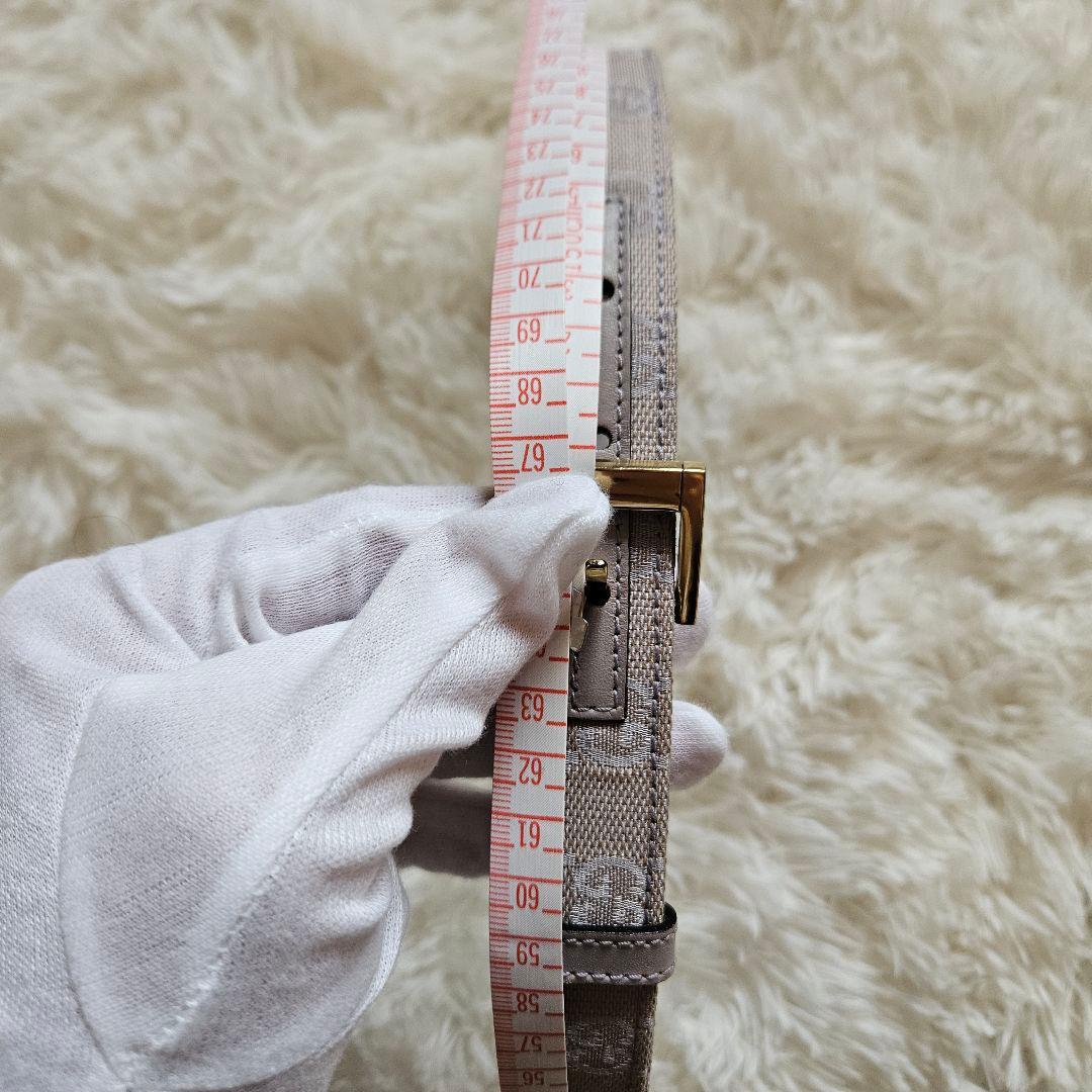 【GUCCI】美品 グッチ GGキャンバス スリムベルト ゴールド金具