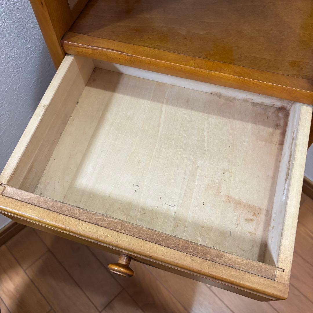 オールドカリモク 木製キャビネット 電話台 チェスト ラタン扉 昭和レトロ