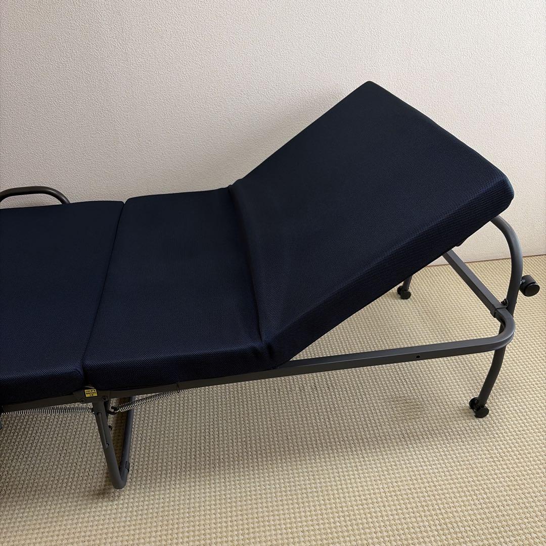 折り畳み高反発ベッド ネイビー スチールフレーム たのメル便