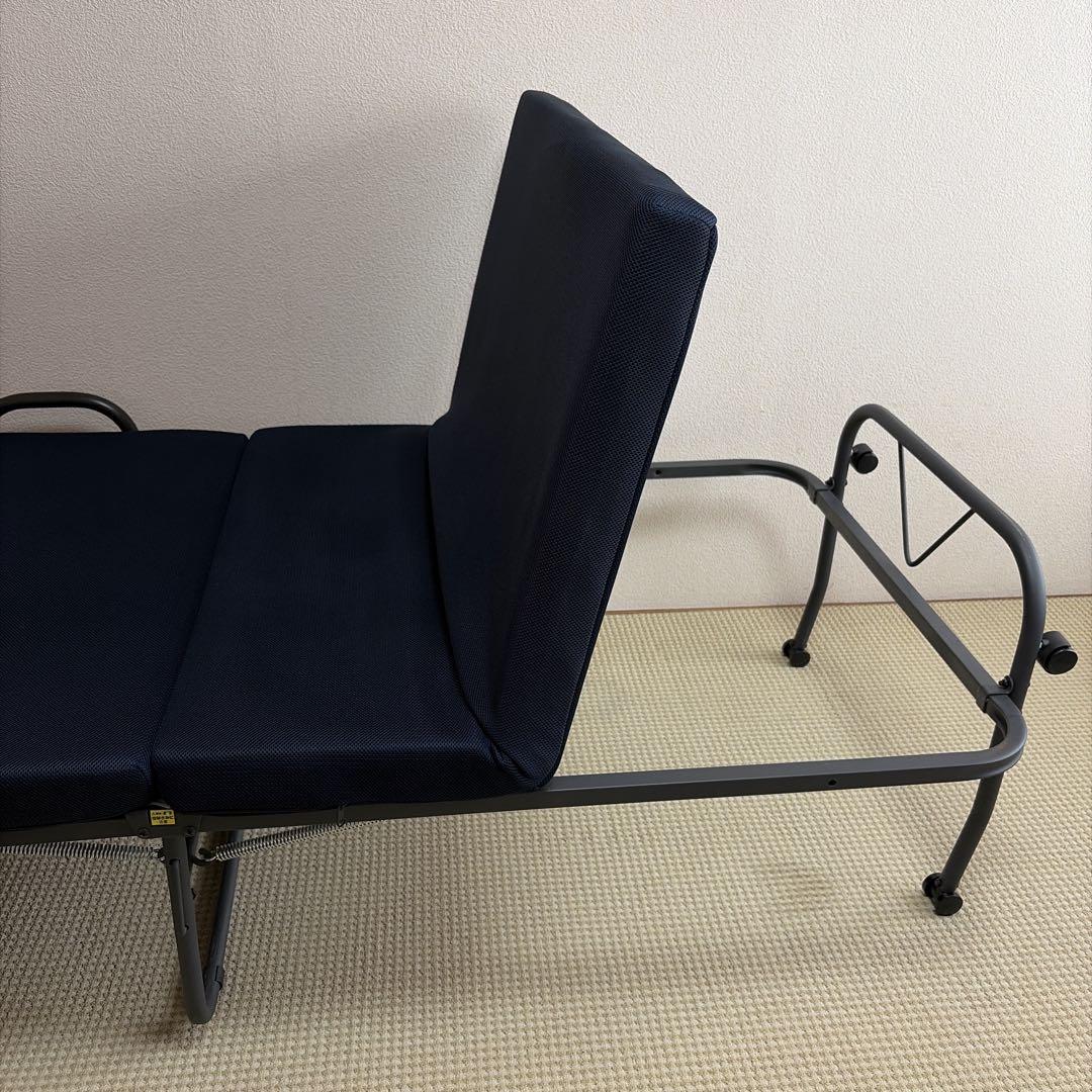 折り畳み高反発ベッド ネイビー スチールフレーム たのメル便