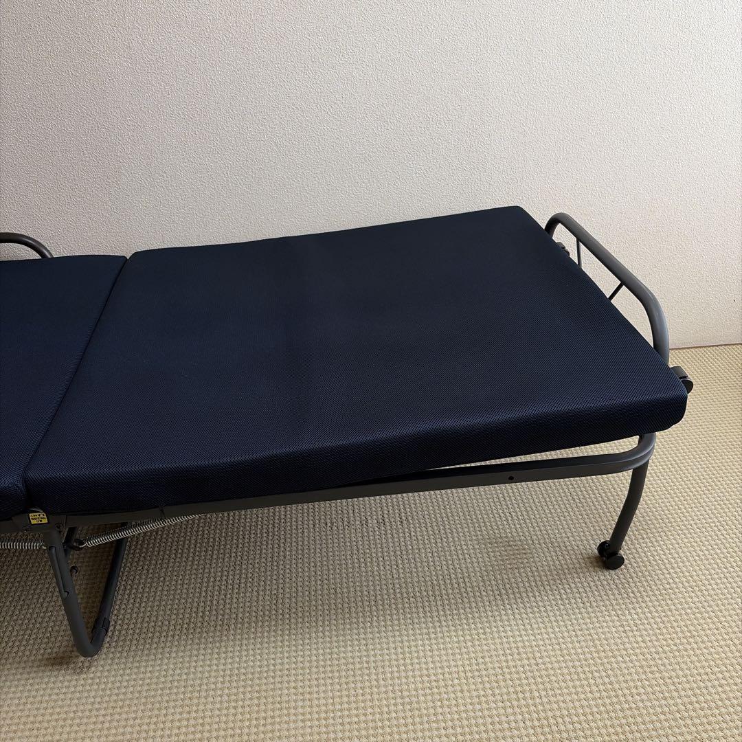 折り畳み高反発ベッド ネイビー スチールフレーム たのメル便