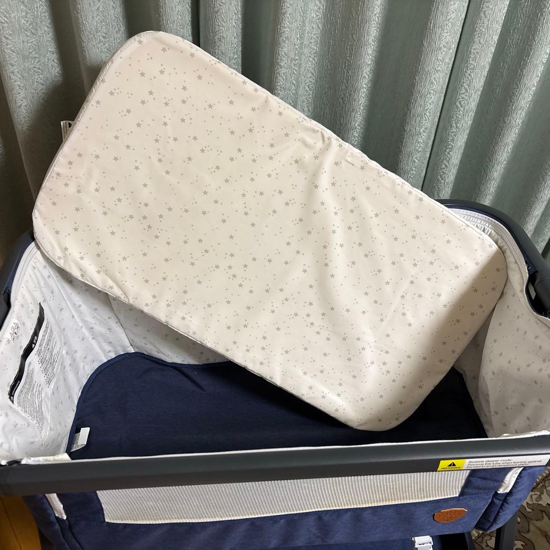 HZDMJ 折りたたみベビーベッド キャスター付 取説付 ブルー