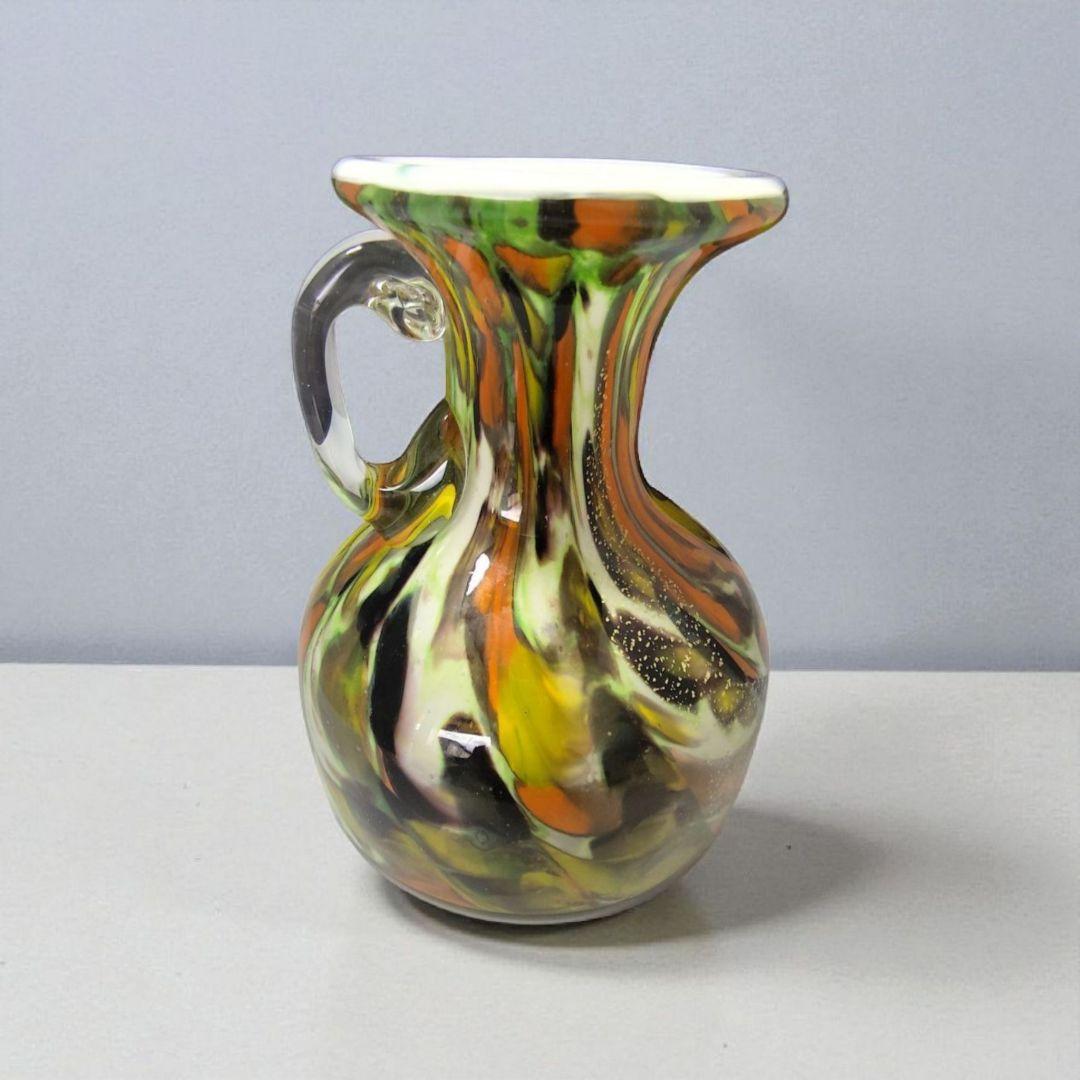 希少カメイガラス OSAKA 虹色 マーブル ピッチャー型 花瓶 No.5