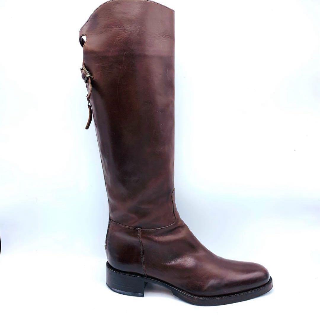 美品　SARTORE サルトル　ジョッキーブーツ　シングルベルト　ブラウン