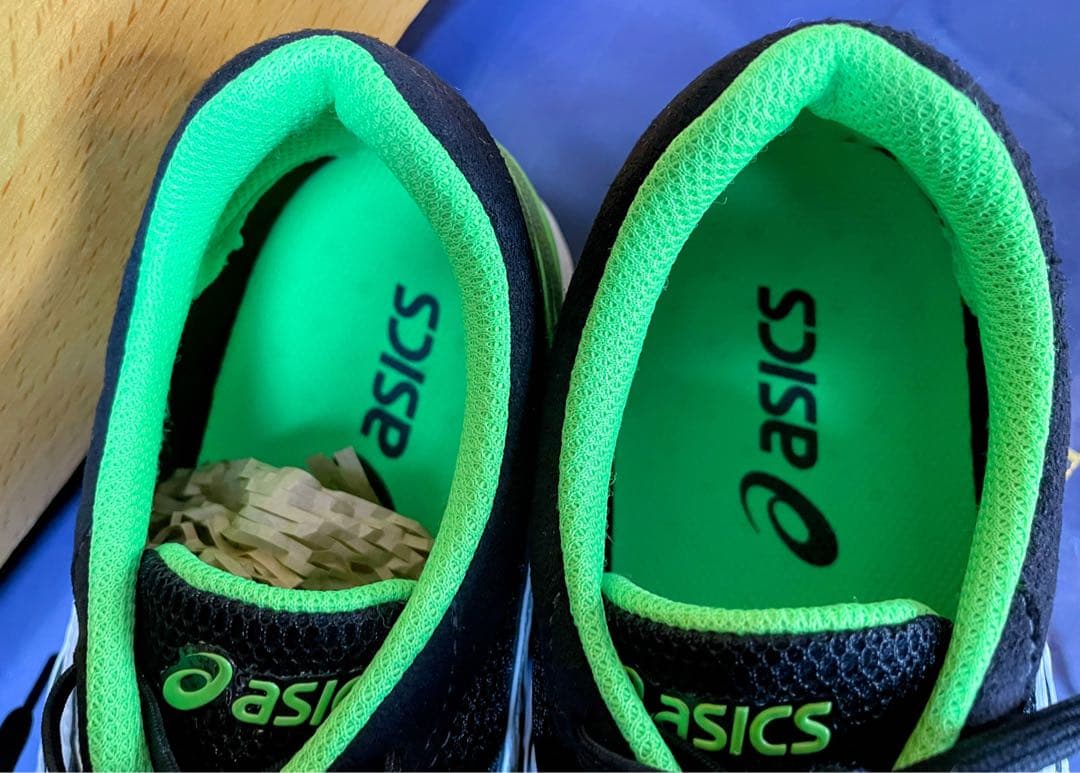 A美品アシックスターサージールランニングシューズ軽量ブラック×グリーン27