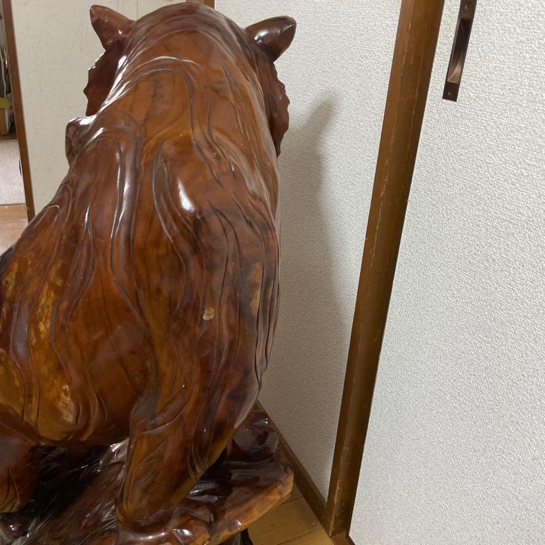貴重一刀彫　虎　置物　大型