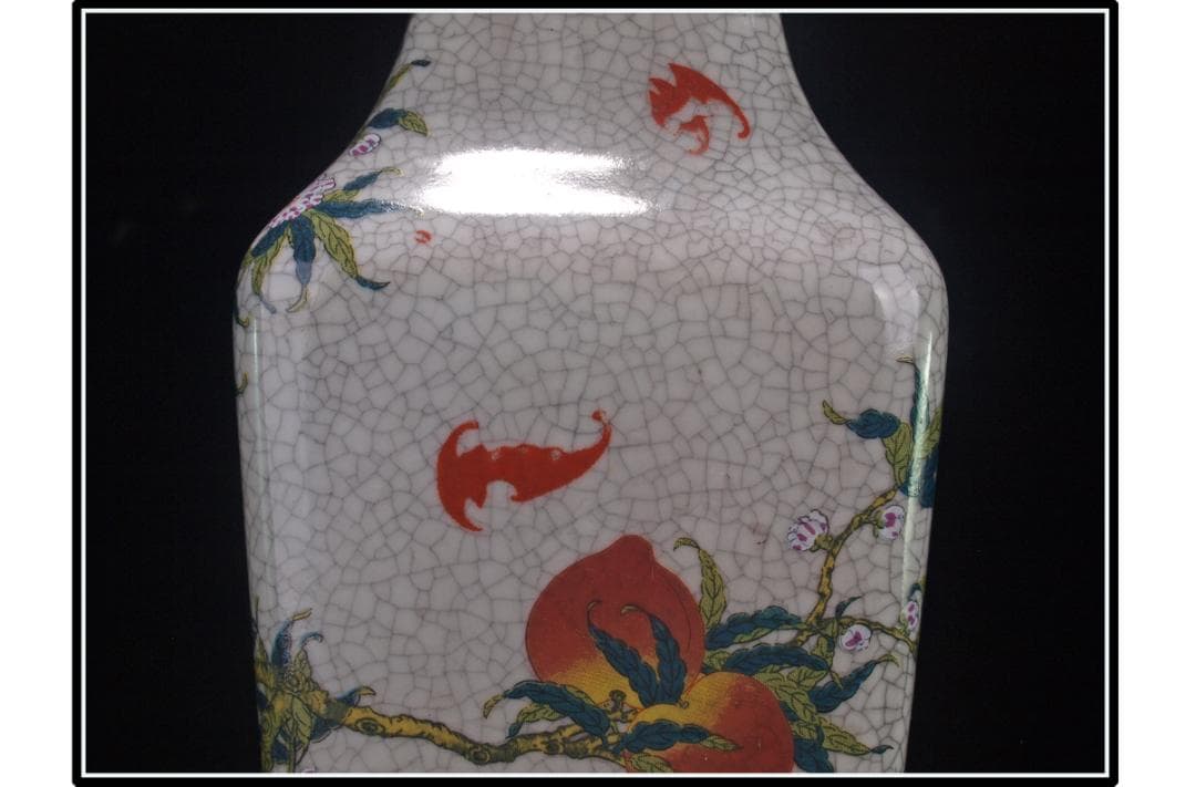 祖父蔵出品 清時代在銘手描き花瓶 美術品　激安骨董品 DE1022B14-1