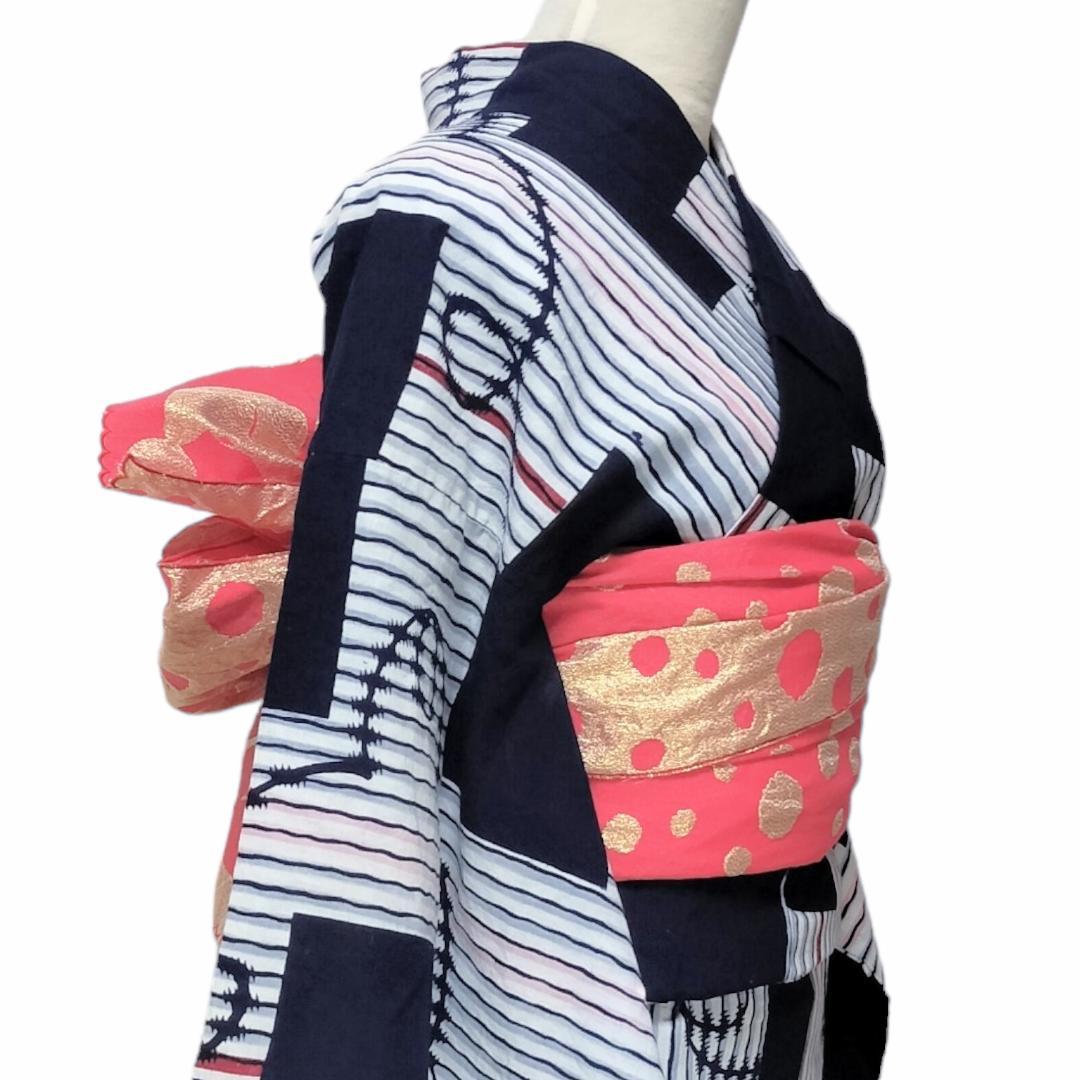 【兵児帯】猫ドット　ツモリチサト　浴衣帯 　ねこ 水玉 赤 レッド 大人