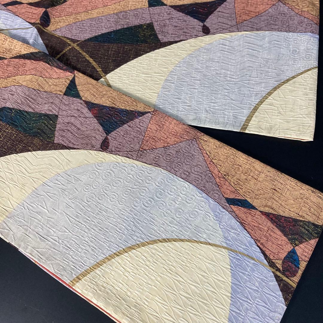 FF-212 袋帯 全通 洒落袋帯 モダン 膨れ織 正絹 芯なし 柔らか 正絹