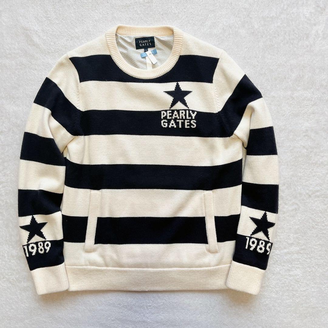 極美品　パーリーゲイツ　近年　蓄熱裏地　防風　スニード　ニット　ボーダー　スター