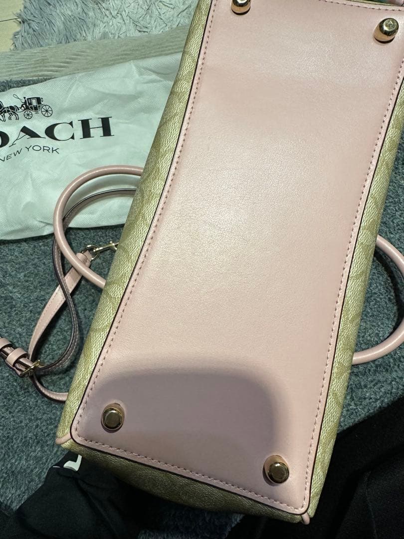COACH ショルダーバッグ ベージュ ピンク 2WAY 美品