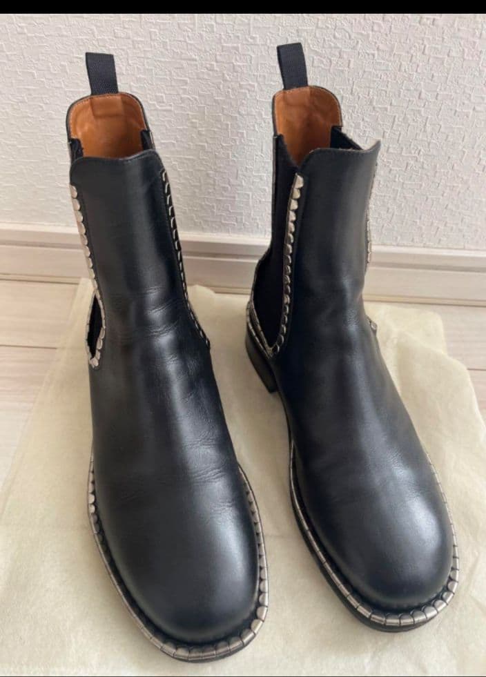 クロエ サイドゴアブーツ ショートブーツ レザー ブラック